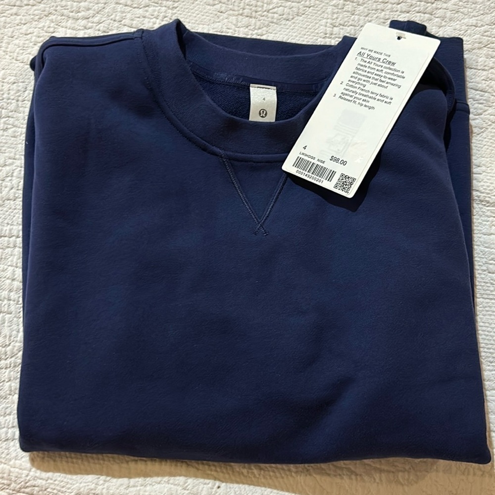 Lululemon All Yours Crew Sweatshirt. NWT Size 4